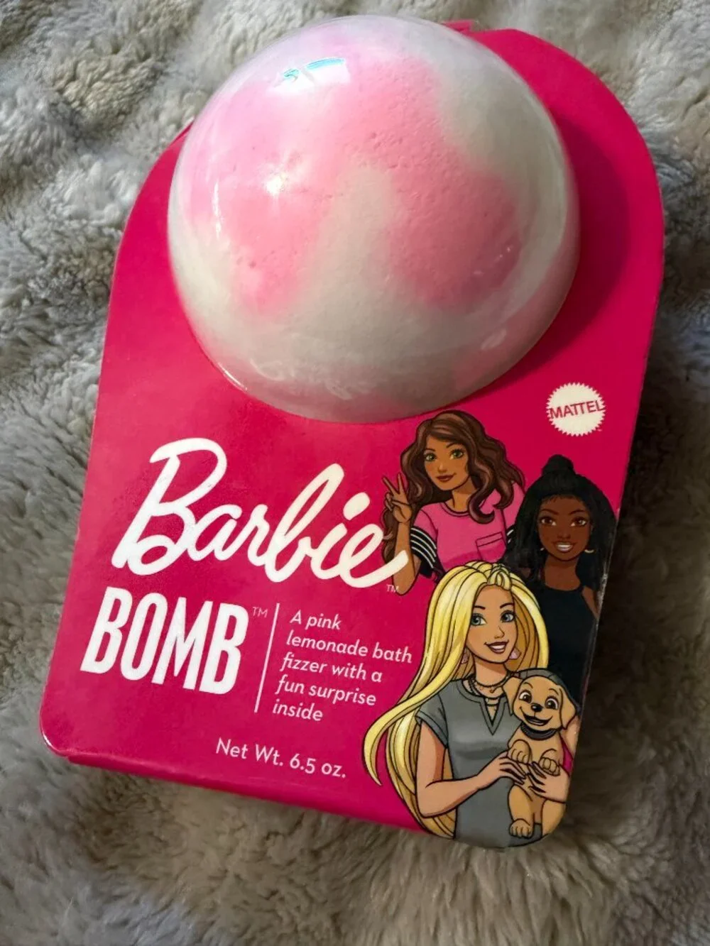 NEW! Da Bomb Barbie Bath Bomb Fizzie Pink Lemonade Fizz Pink Surprise Inside
